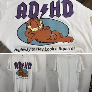 Gildan Garfield ADHD FUNNY Vintage 100% Cotton T-shirt Size L